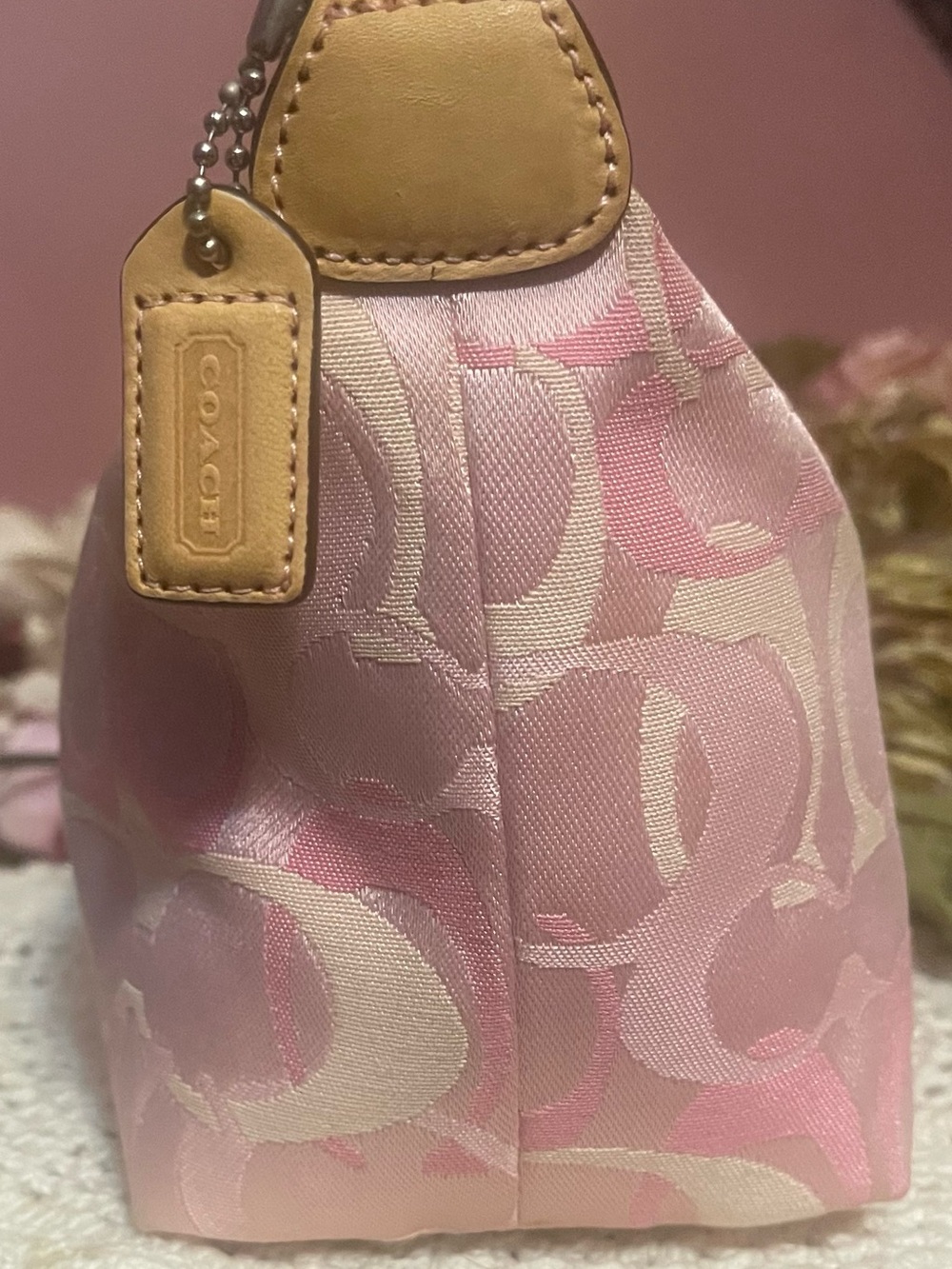 Coach Pink Signature Jacquard Shoulder Bag - Picture 8 of 12